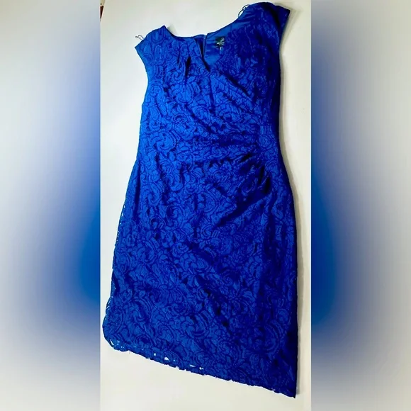 Adrianna Papell Women's Blue Lace Sheath Sz14 Cocktail dress - Picture 1 of 9